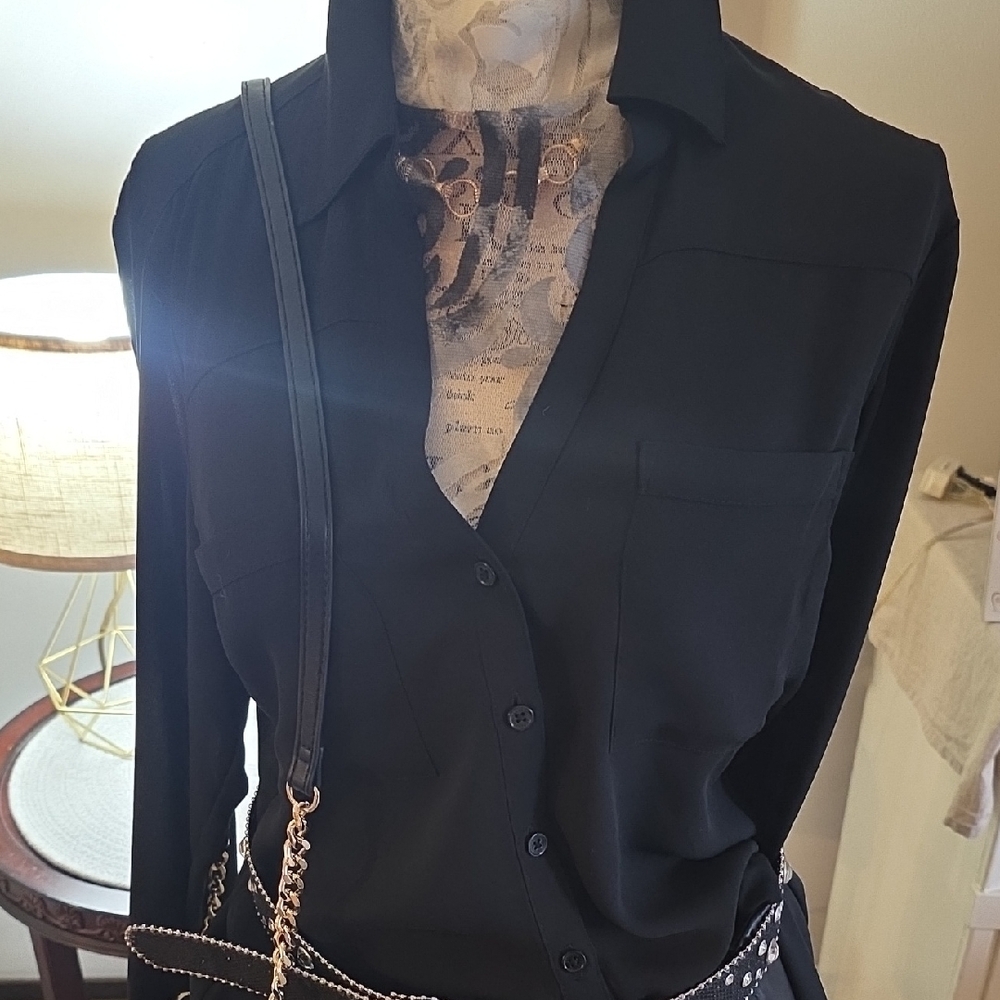 Express Black Slim Fit Blouse